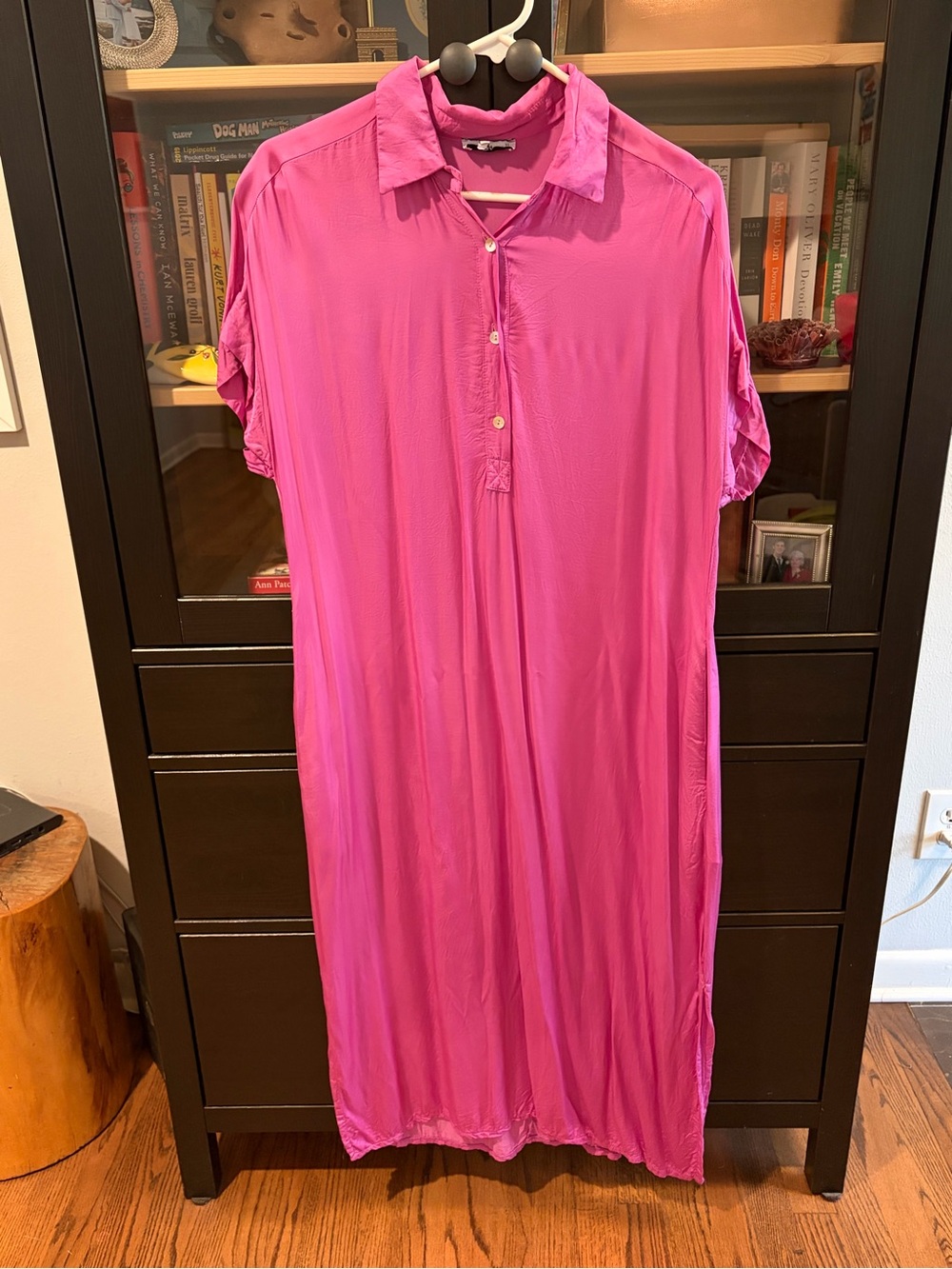 FRNCH Hot Pink Button-Up Shirt Dress